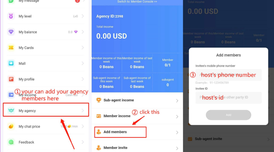 how to add host olamet